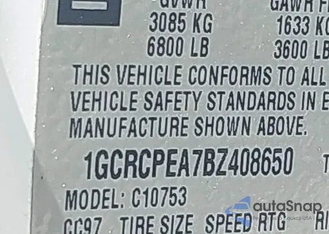 2011 Chevrolet Silverado 1500 Work Truck from USA, damaged, VIN 1GCRCPEA7BZ408650